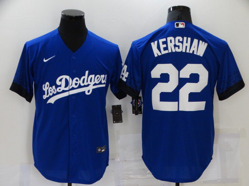 Men Los Angeles Dodgers #22 Kershaw Blue City Edition Game Nike 2021 MLB Jersey
